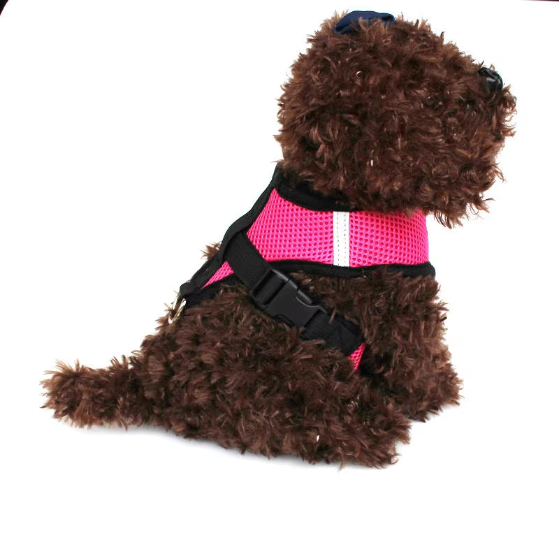 Cat Dog Harness Adjustable Vest Walking Lead Leash for Puppy Dogs Collar Polyester Mesh Harness for Small Medium Dog Cat Pet