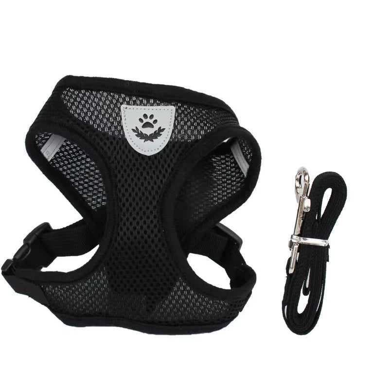 Cat Dog Harness Adjustable Vest Walking Lead Leash for Puppy Dogs Collar Polyester Mesh Harness for Small Medium Dog Cat Pet