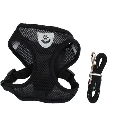 Cat Dog Harness Adjustable Vest Walking Lead Leash for Puppy Dogs Collar Polyester Mesh Harness for Small Medium Dog Cat Pet