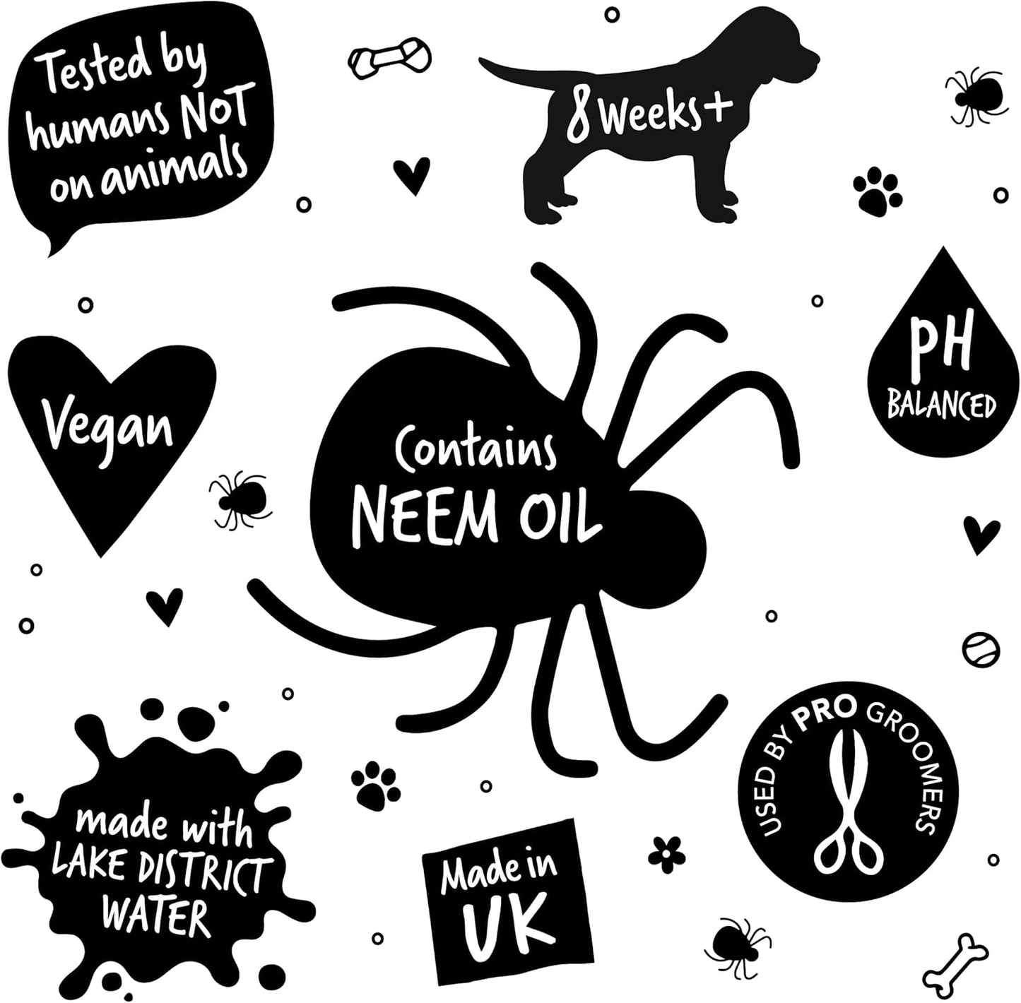 Flea and Tick Dog Shampoo by , Works on Smelly Puppies & Dogs, Contains Neem Oil & Eucalyptus Oils, PH Balanced Vegan Pet Shampoo, Used by Professional Groom