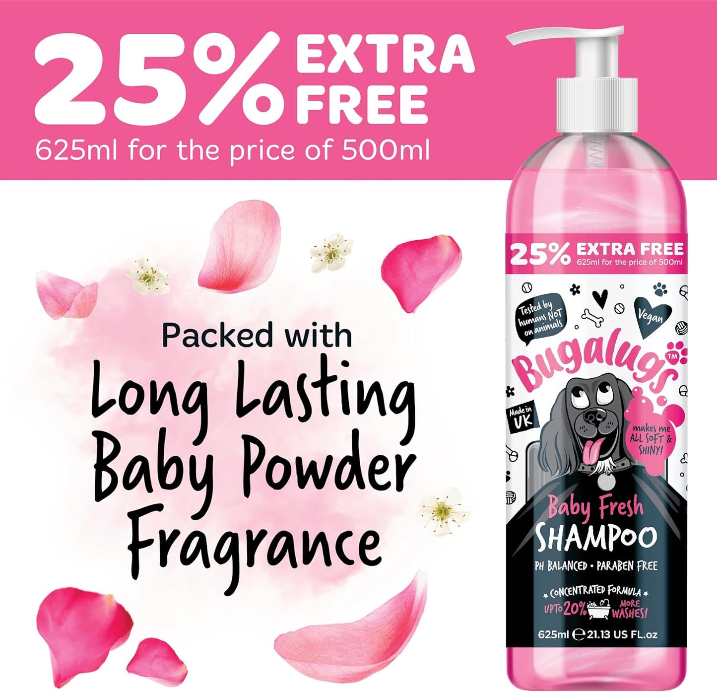 Baby Fresh Dog Shampoo Grooming Products for Smelly Dogs with Baby Powder Scent, Best Puppy Shampoo, Vegan Pet Shampoo Professional (625Ml)