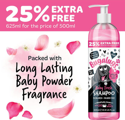 Baby Fresh Dog Shampoo Grooming Products for Smelly Dogs with Baby Powder Scent, Best Puppy Shampoo, Vegan Pet Shampoo Professional (625Ml)