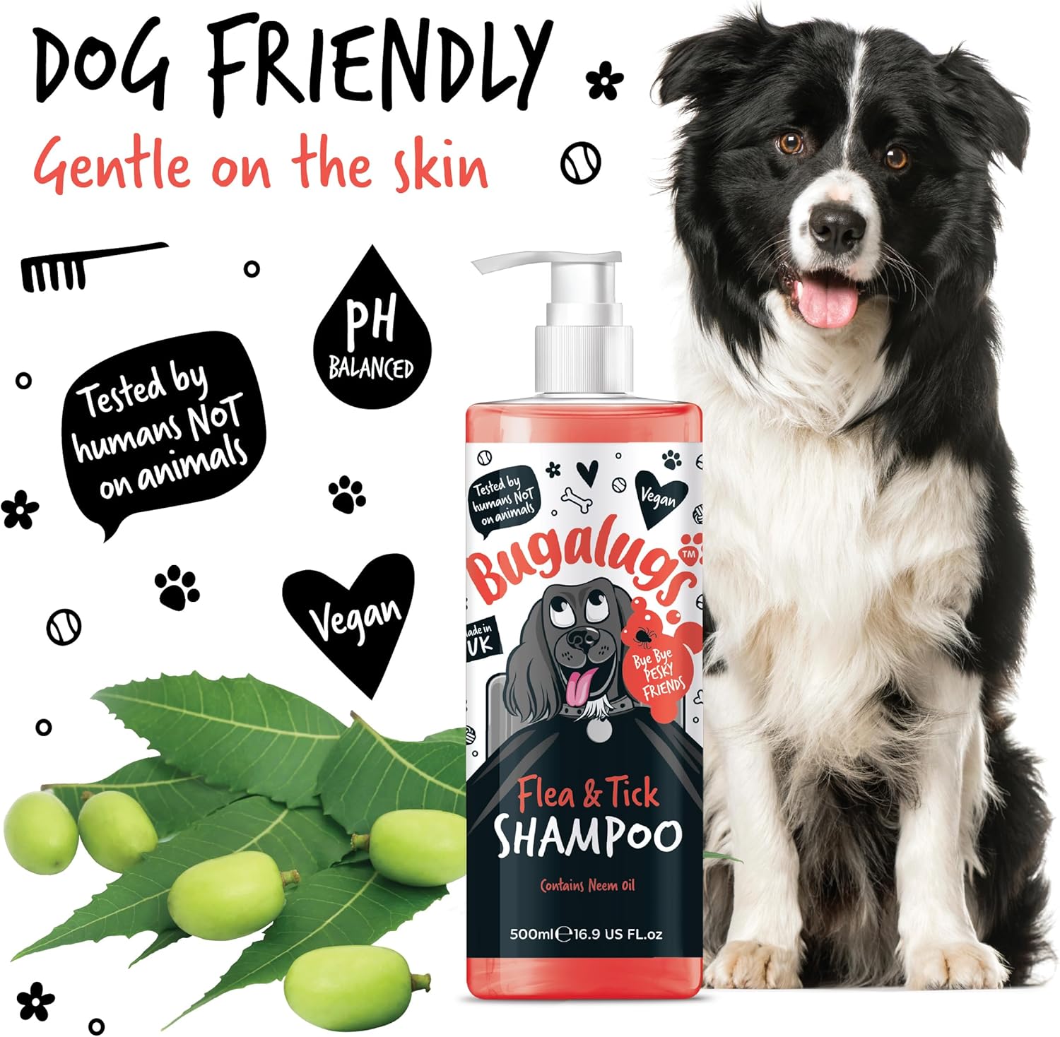 Flea and Tick Dog Shampoo by , Works on Smelly Puppies & Dogs, Contains Neem Oil & Eucalyptus Oils, PH Balanced Vegan Pet Shampoo, Used by Professional Groom