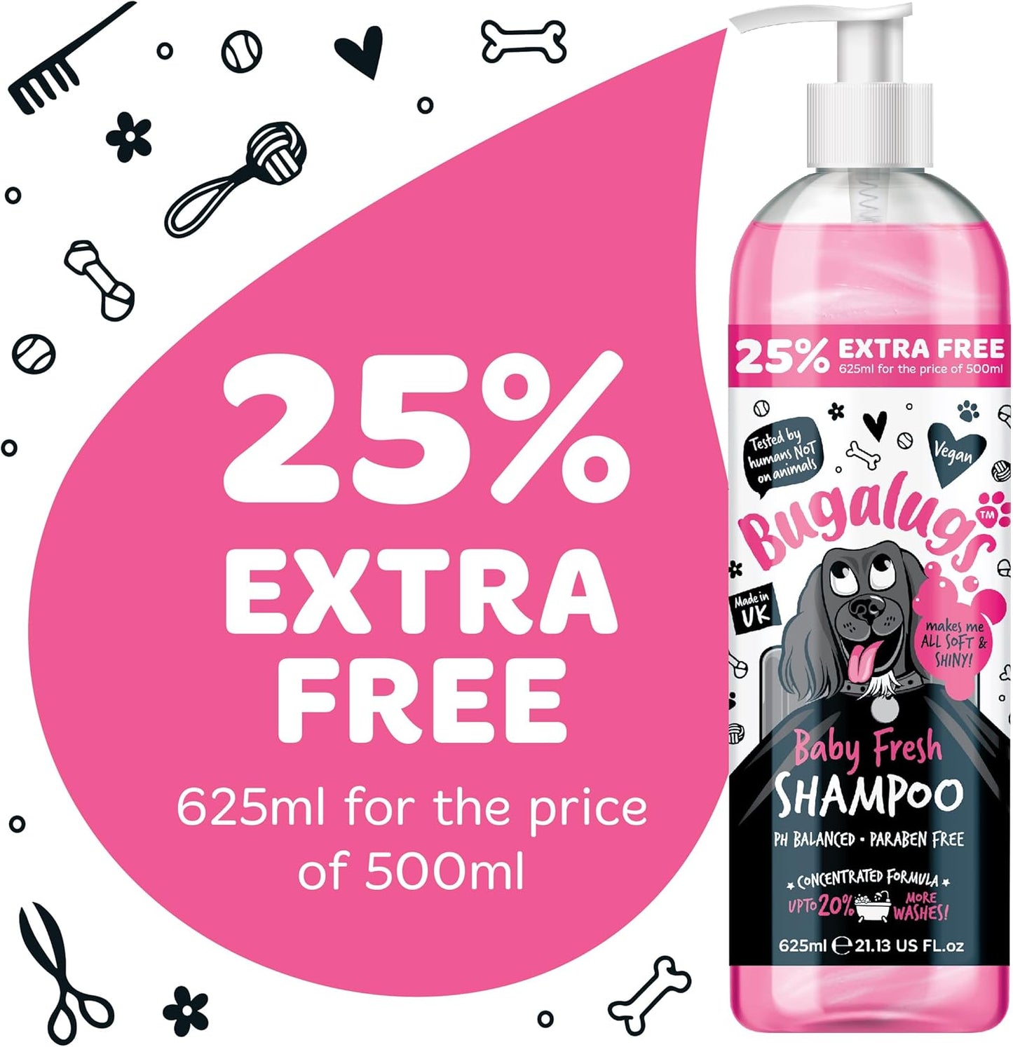 Baby Fresh Dog Shampoo Grooming Products for Smelly Dogs with Baby Powder Scent, Best Puppy Shampoo, Vegan Pet Shampoo Professional (625Ml)