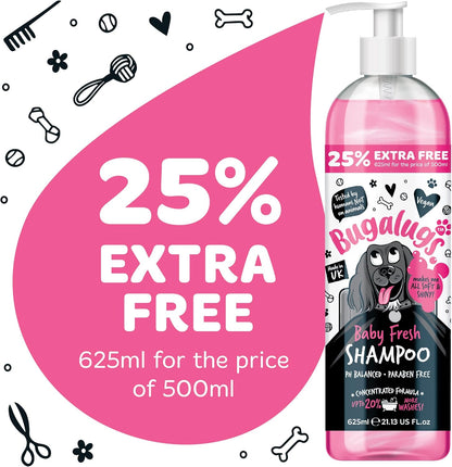 Baby Fresh Dog Shampoo Grooming Products for Smelly Dogs with Baby Powder Scent, Best Puppy Shampoo, Vegan Pet Shampoo Professional (625Ml)