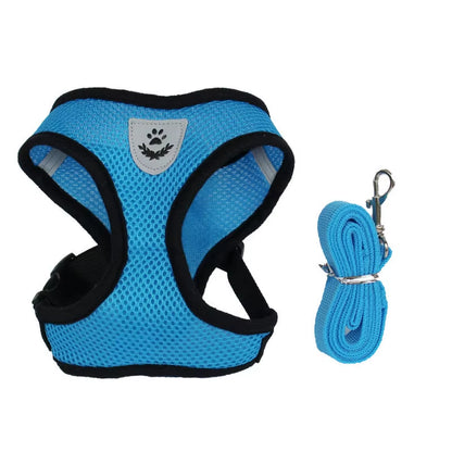 Cat Dog Harness Adjustable Vest Walking Lead Leash for Puppy Dogs Collar Polyester Mesh Harness for Small Medium Dog Cat Pet