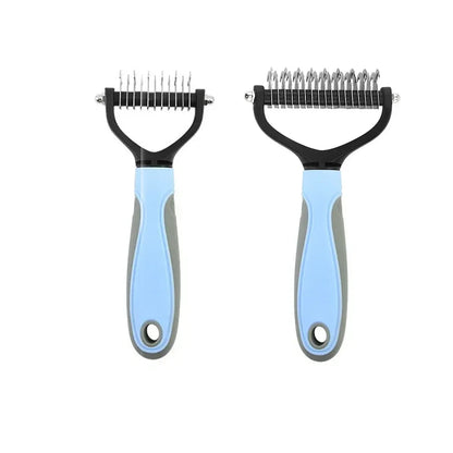 Pet Deshedding Brush Double Sided Pet Grooming Tool for Shedding and Dematting - Stainless Steel Dog Comb with Effective Results